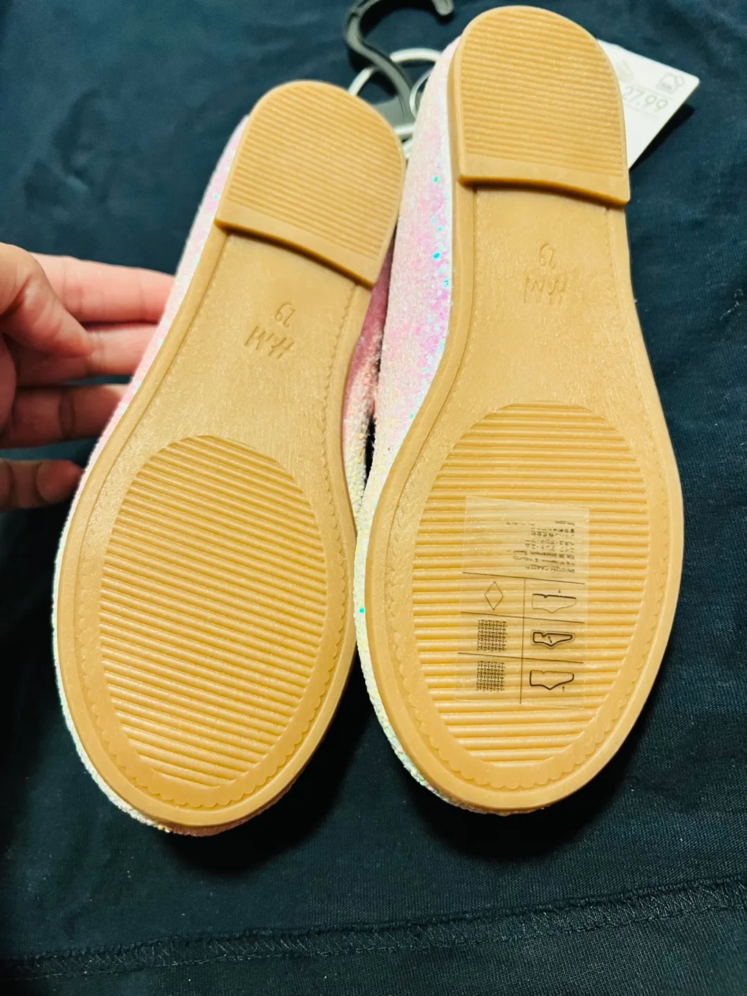 H&M Girls shoes Pink Glitter Ballerina Flats shoes Size 29 image indicator(4)