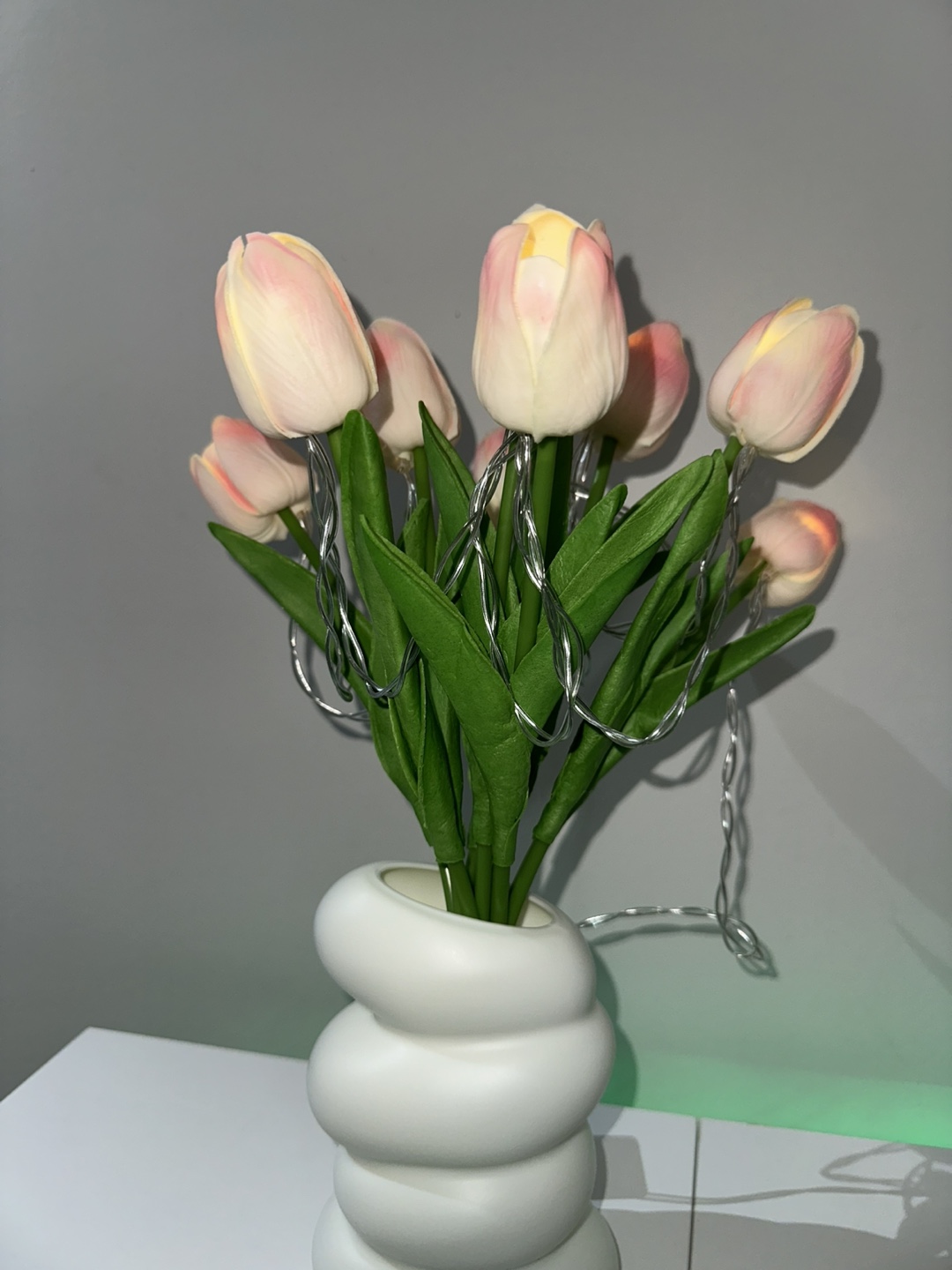 Artificial Flower Bouquet with Vase and Lights #freecycle - photo 2