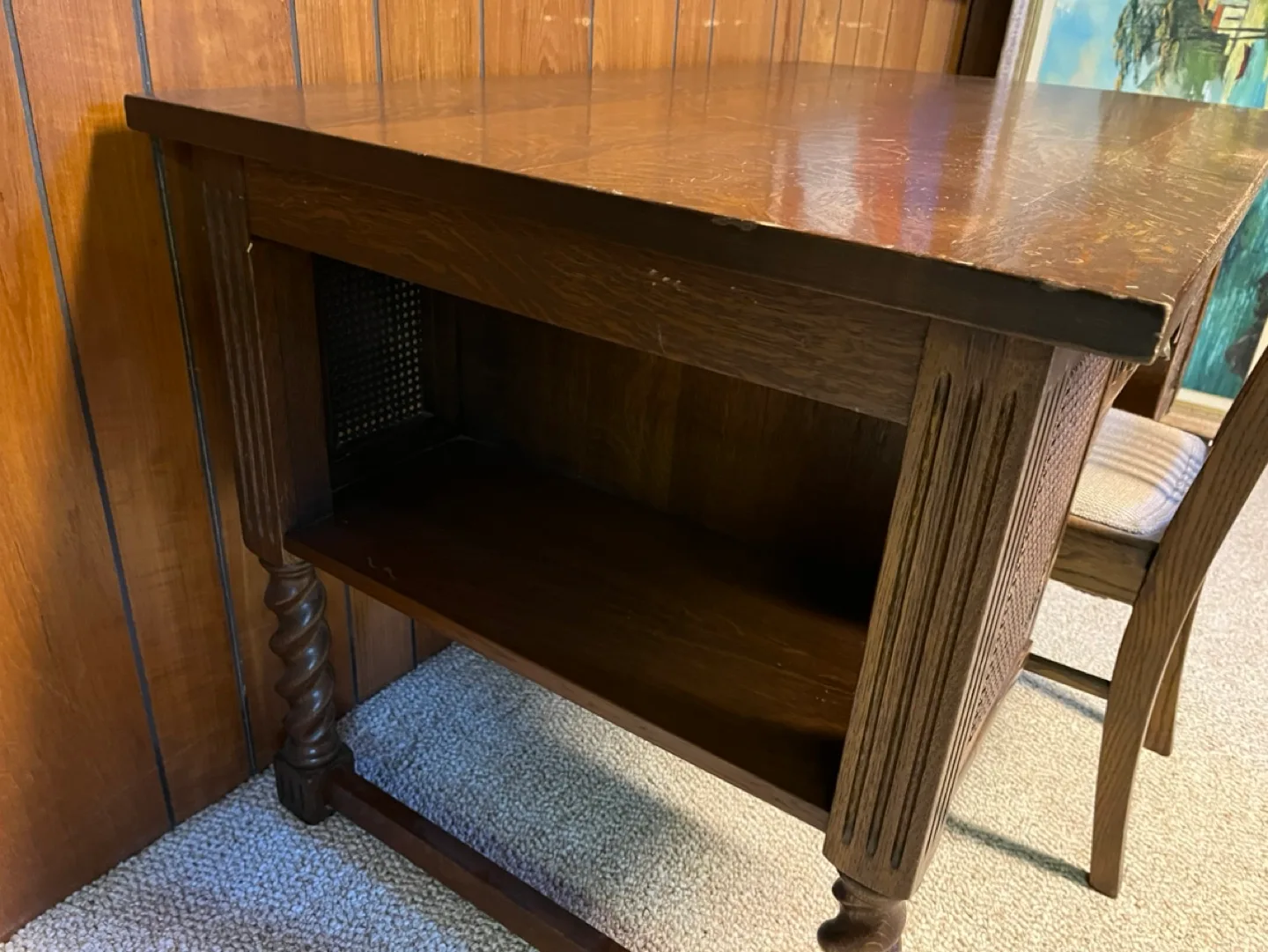 Antique solid Oak Desk with Matching Chair image indicator(7)