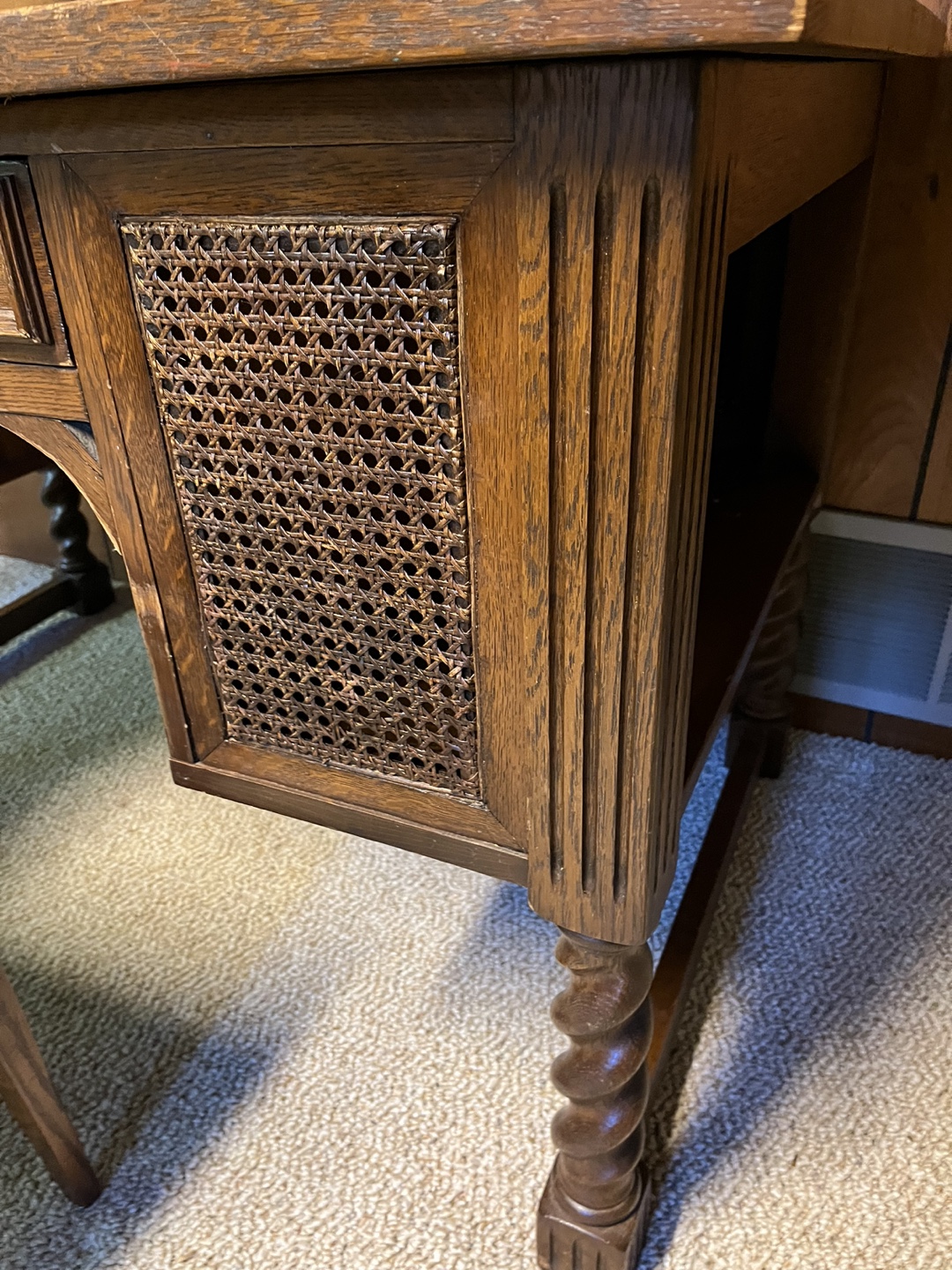 Antique solid Oak Desk with Matching Chair - photo 3