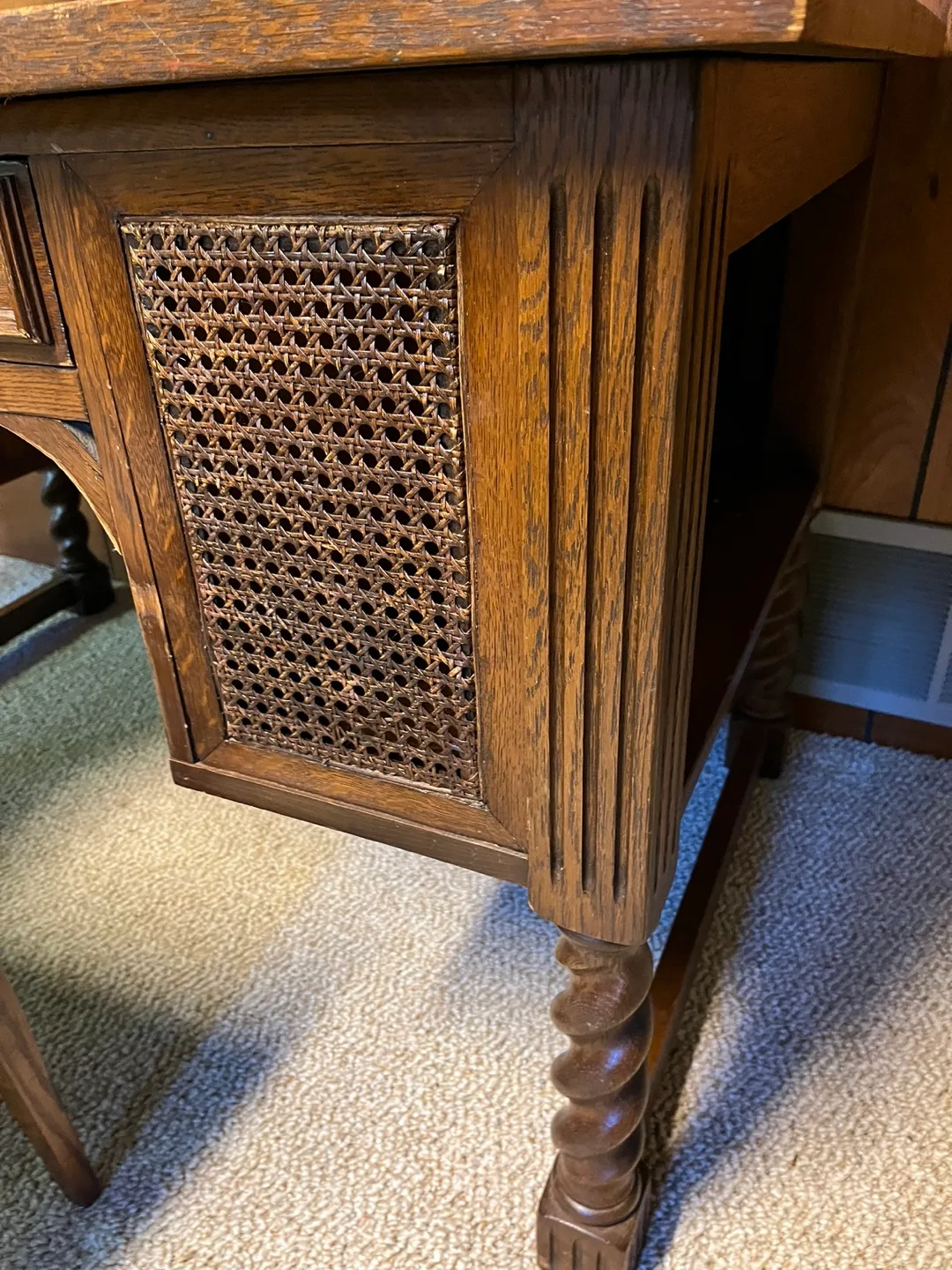 Antique solid Oak Desk with Matching Chair image indicator(3)