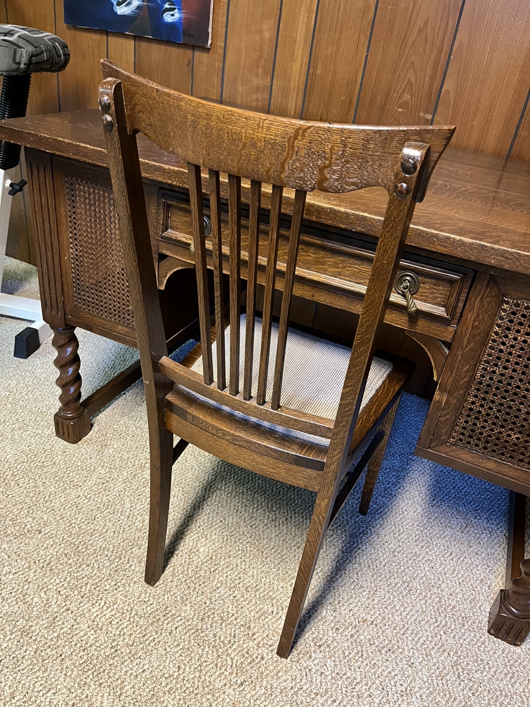 Antique solid Oak Desk with Matching Chair - photo 2