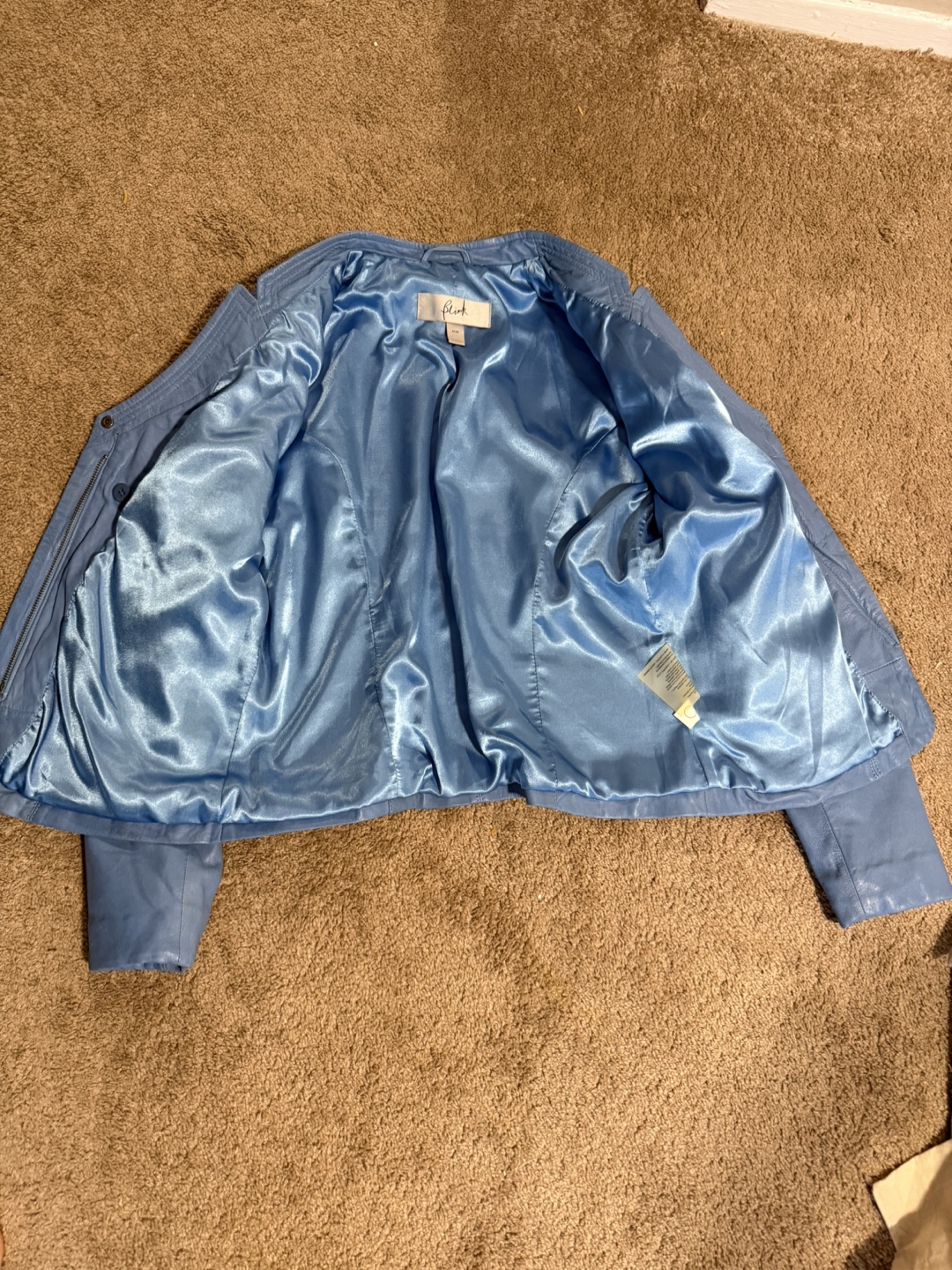 Pink Tartan Blue Leather Jacket - photo 5