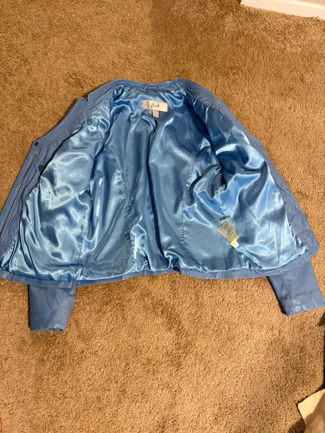 Pink Tartan Blue Leather Jacket image indicator(5)