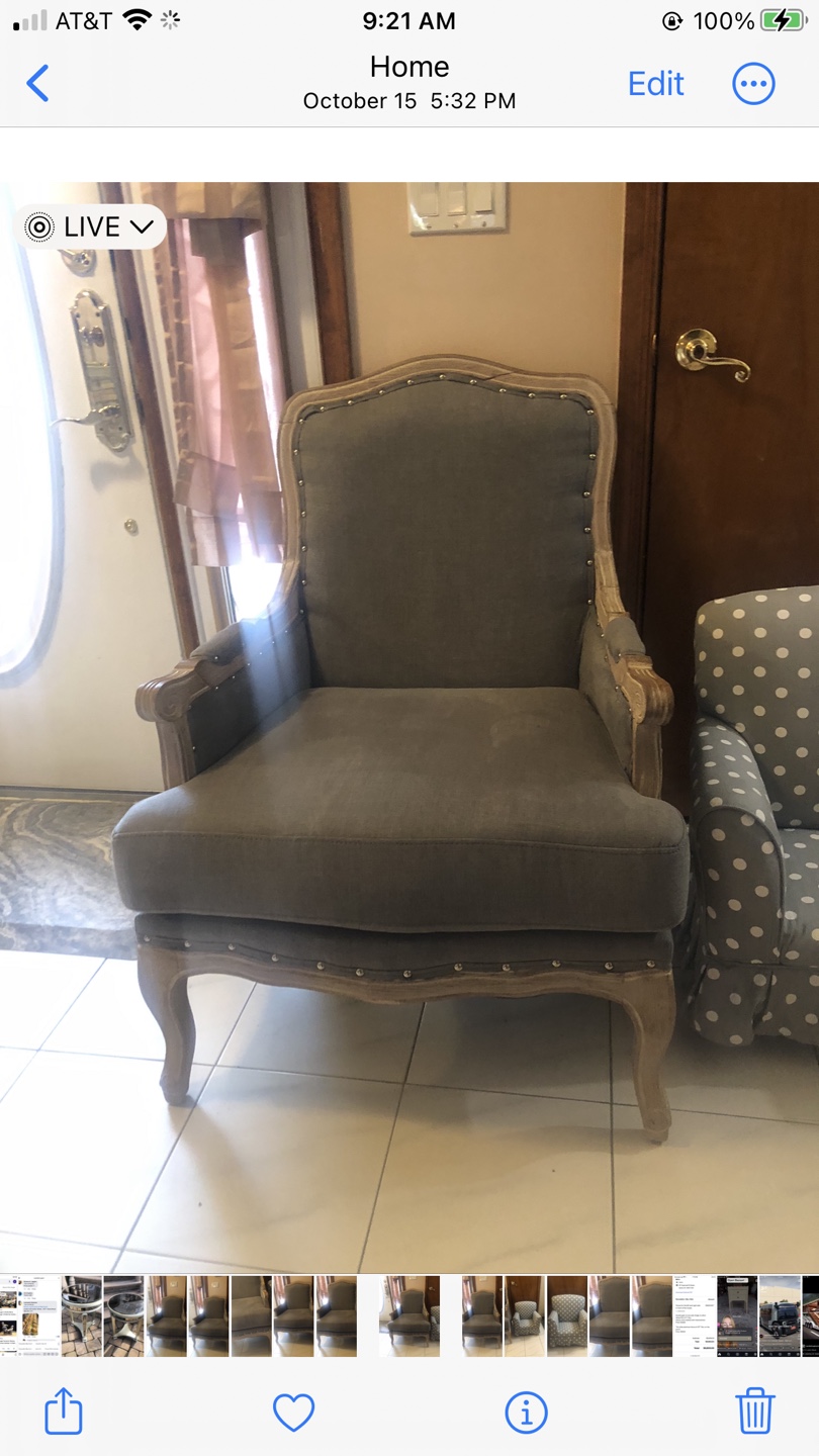Gray Upholstered Accent Chair with Wooden Frame - photo 2