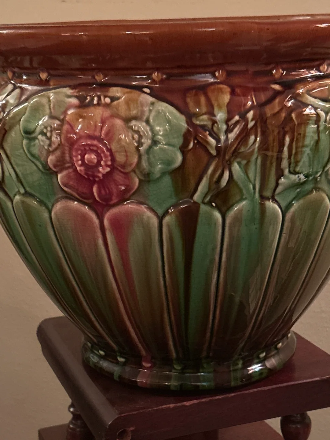 VTG Weller Art Nouveau Majolica Jardiniere Planter image indicator(2)