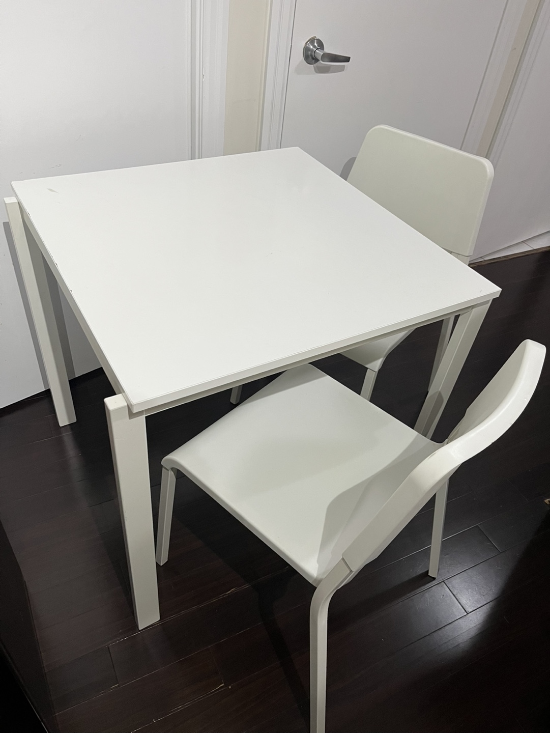 IKEA White Table and Two Chairs