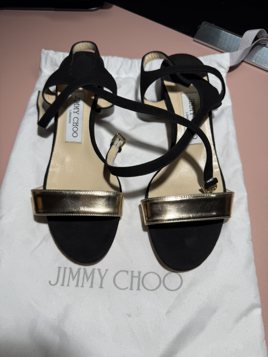 Jimmy Choo Black Suede Sandals