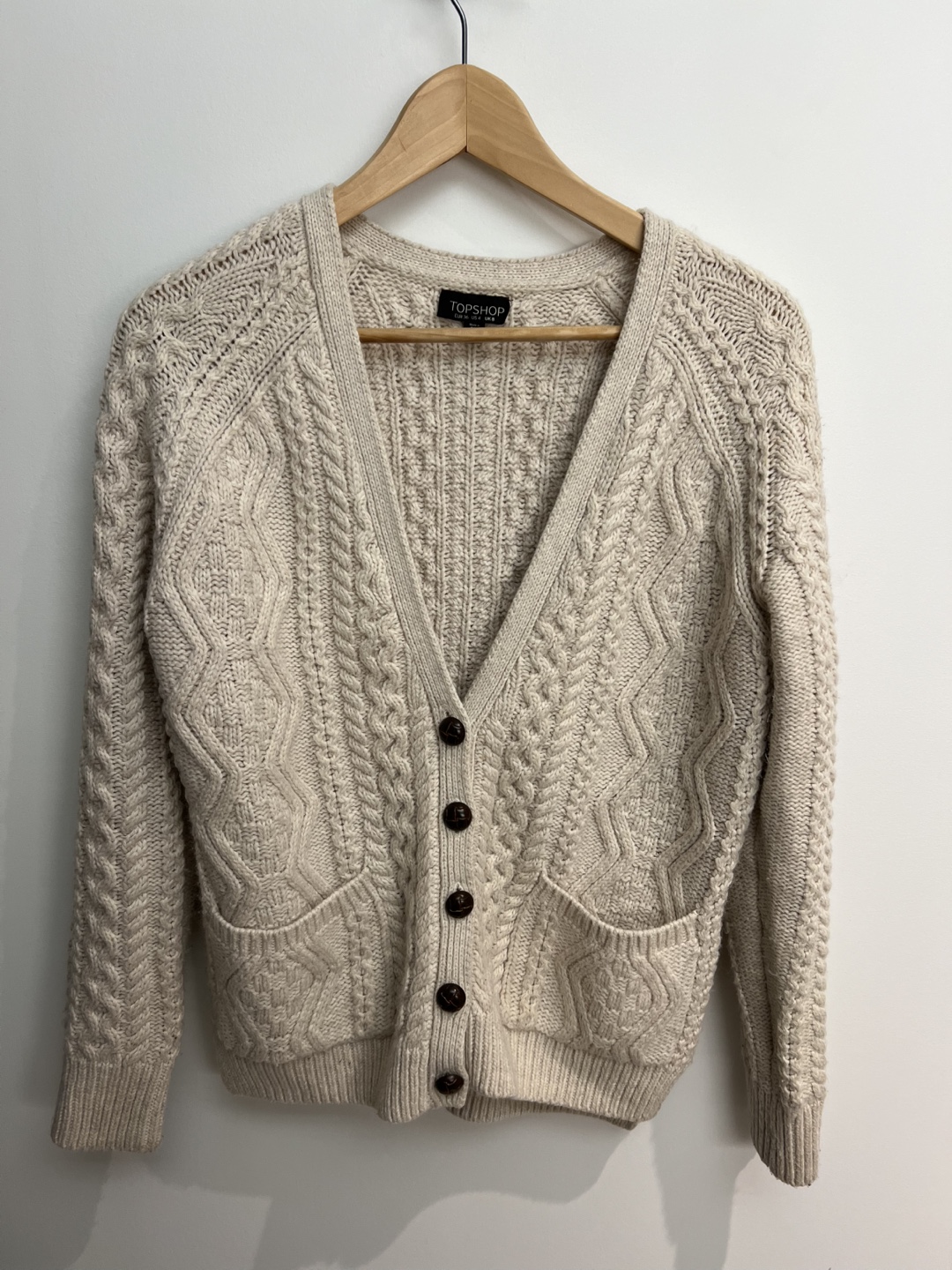 TOPSHOP Cream Cable Knit Cardigan