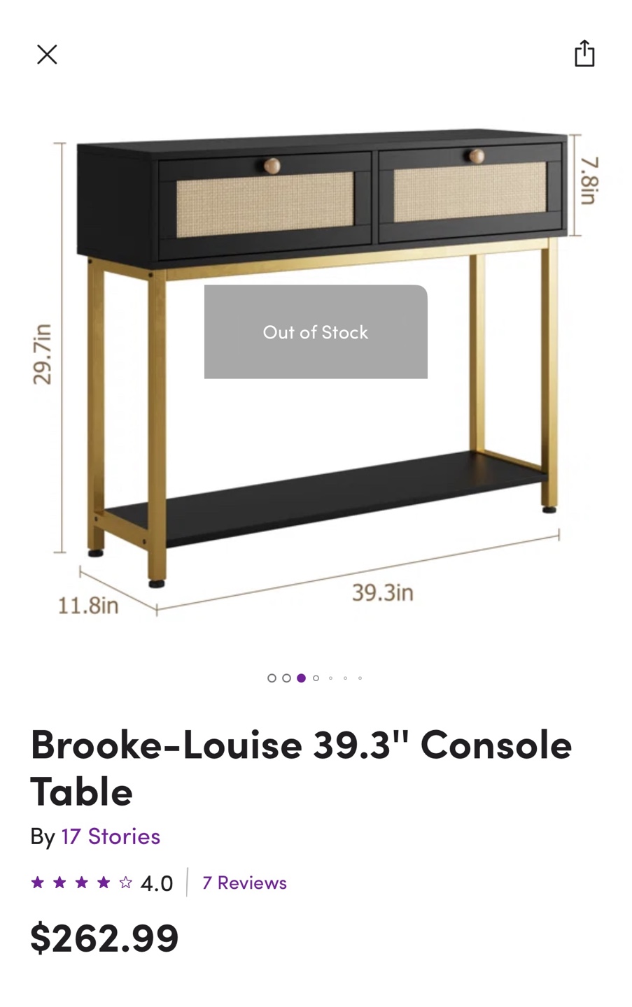 Black and Gold Console Table