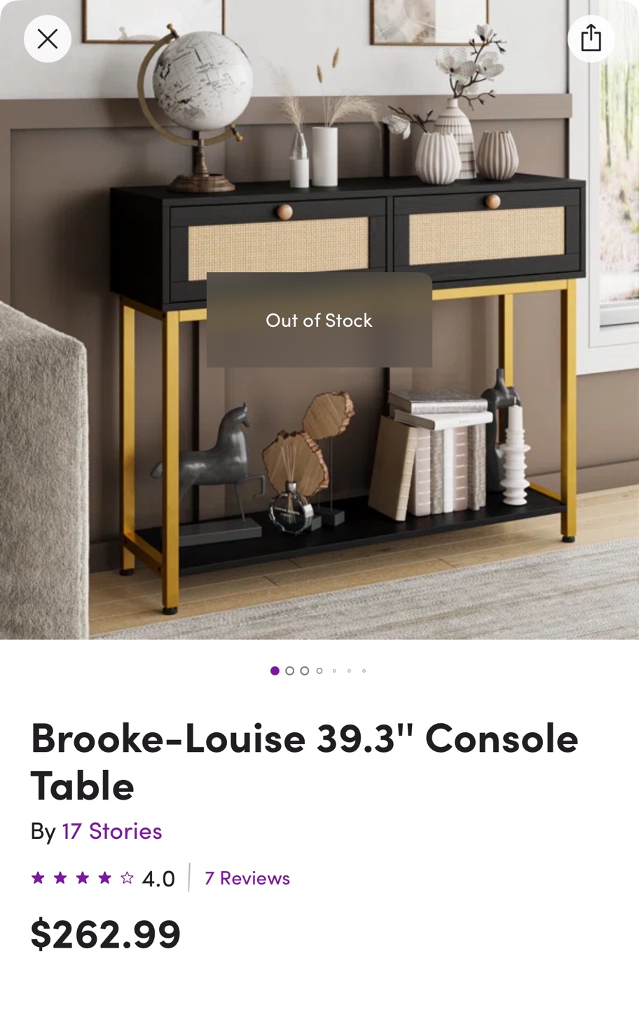 Black and Gold Console Table - photo 2