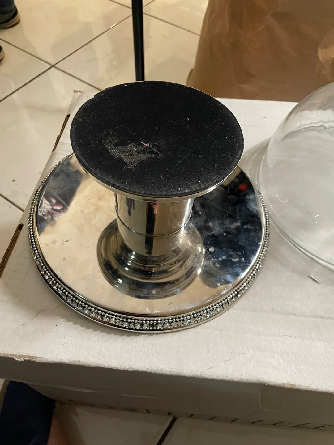 Silver Cake Stand with Glass Dome image indicator(3)