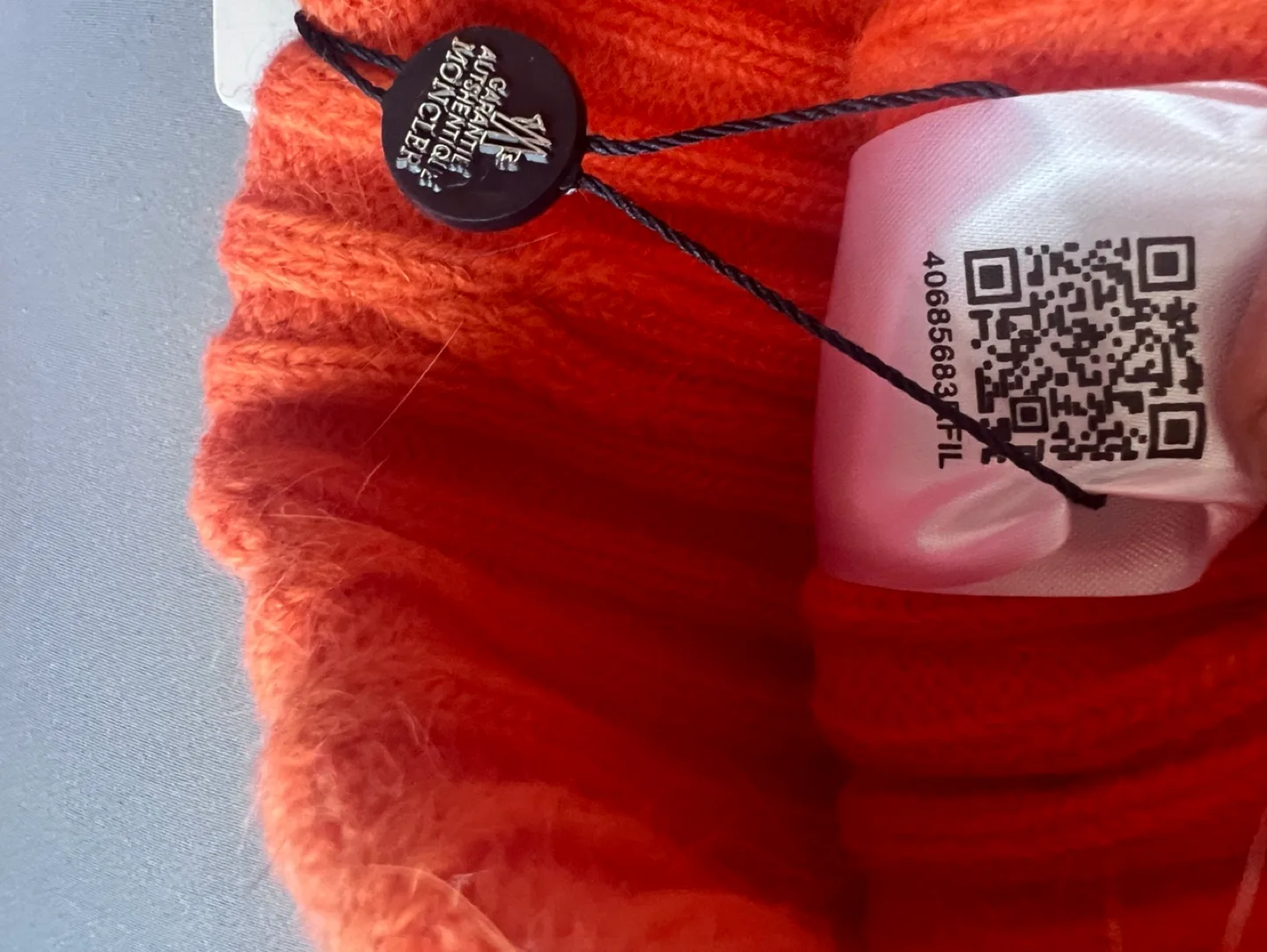 Moncler Orange Knit Beanie with Pom Pom image indicator(3)