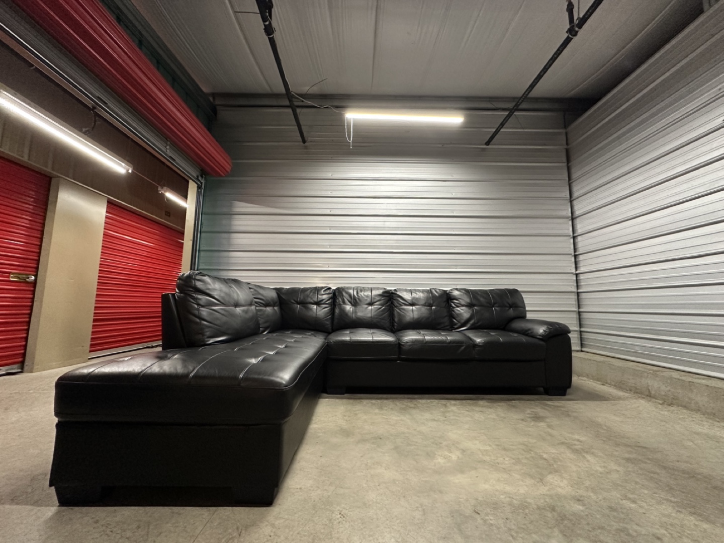 Black Leather Sectional (FREE DELIVERY) - photo 2