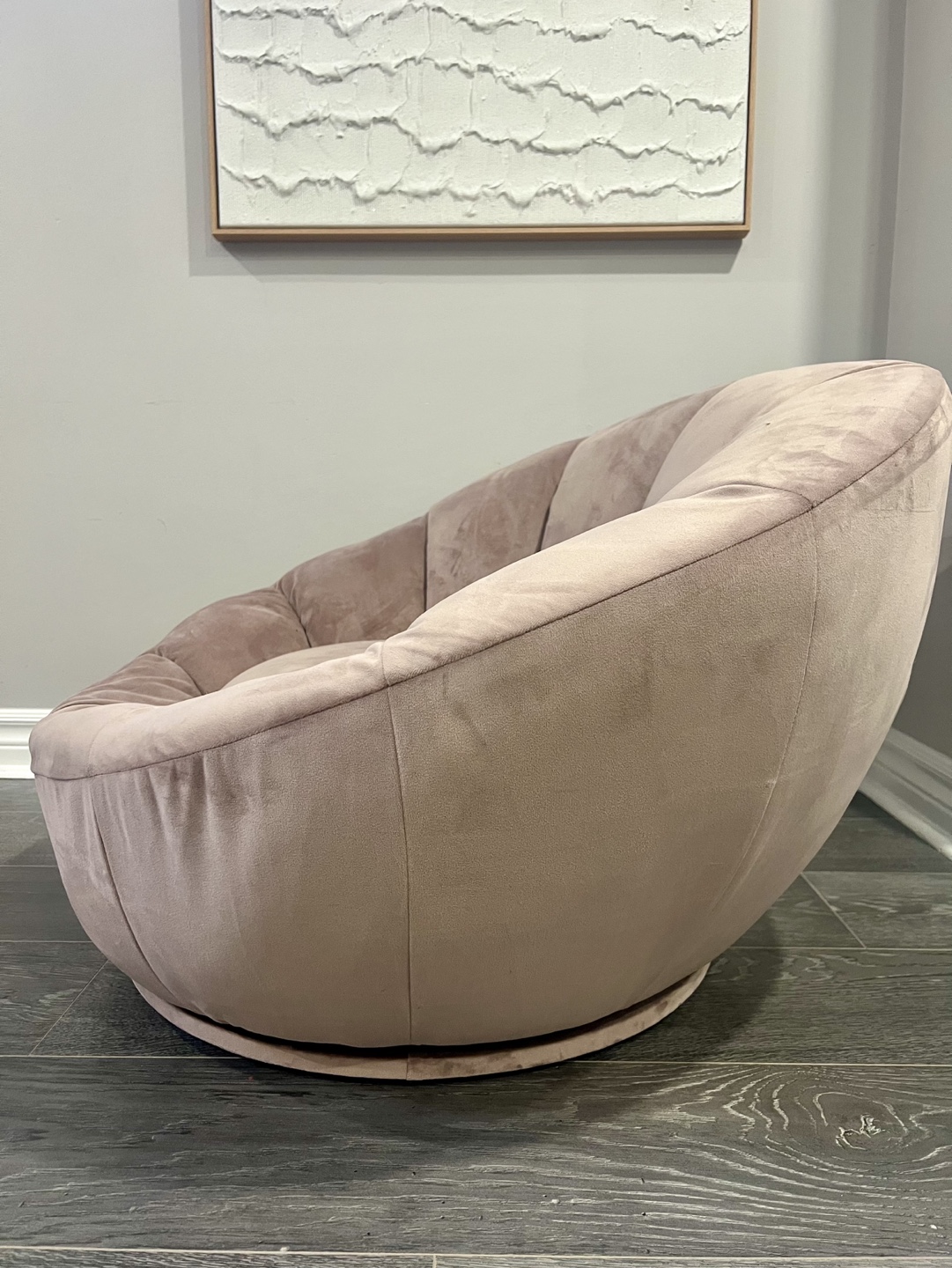Blush Pink Velvet Swivel Barrel Chair – Modern Accent Chair - photo 3