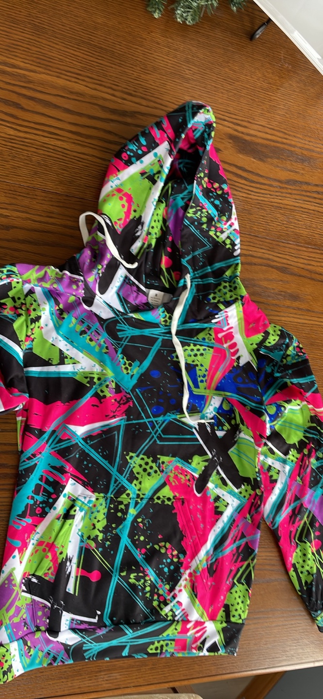 Black and neon graphic hoodie