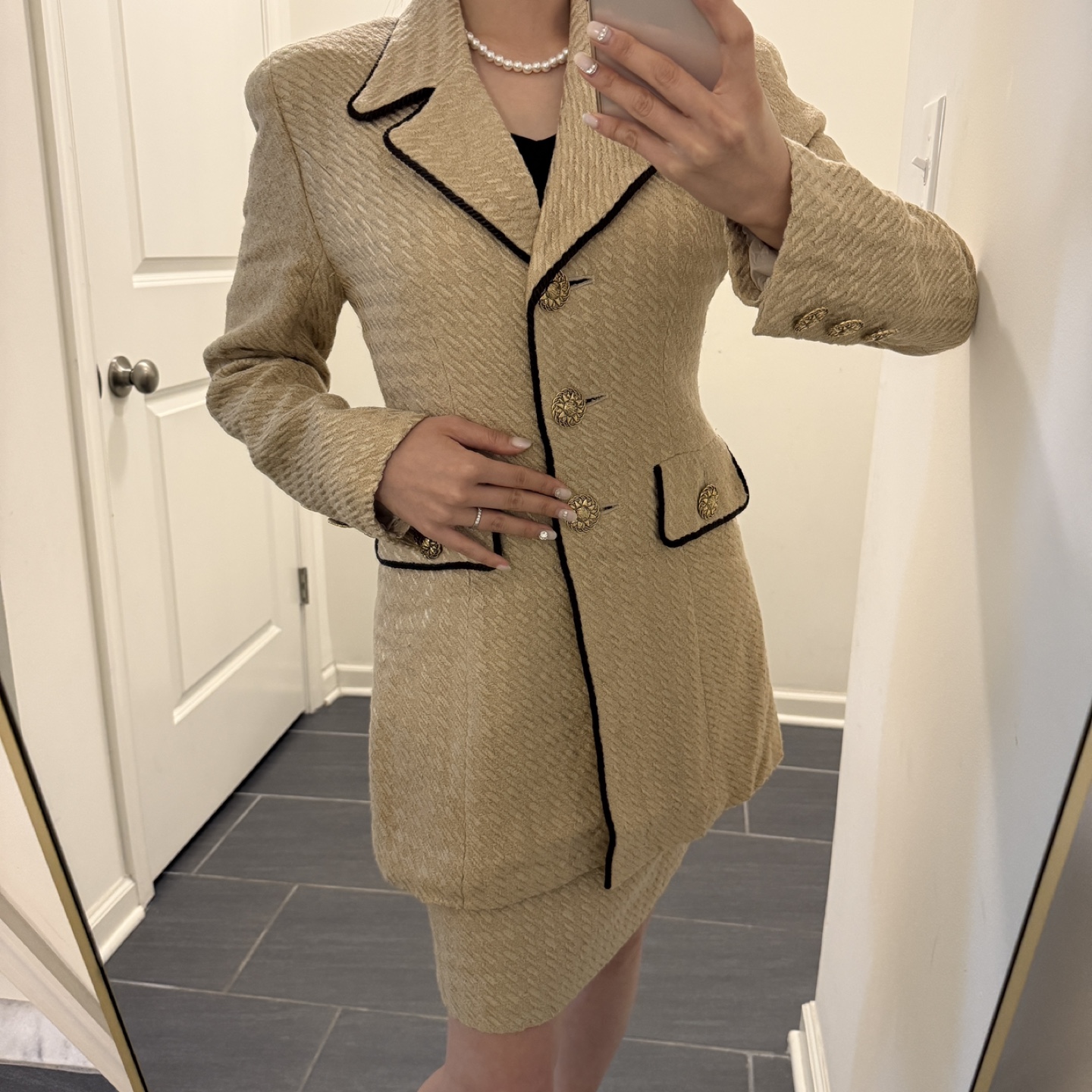 40s Vintage Tan Suit (Blazer & Skirt)