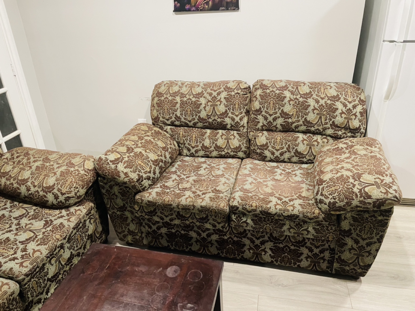 Brown Floral Sectional Sofa - photo 3