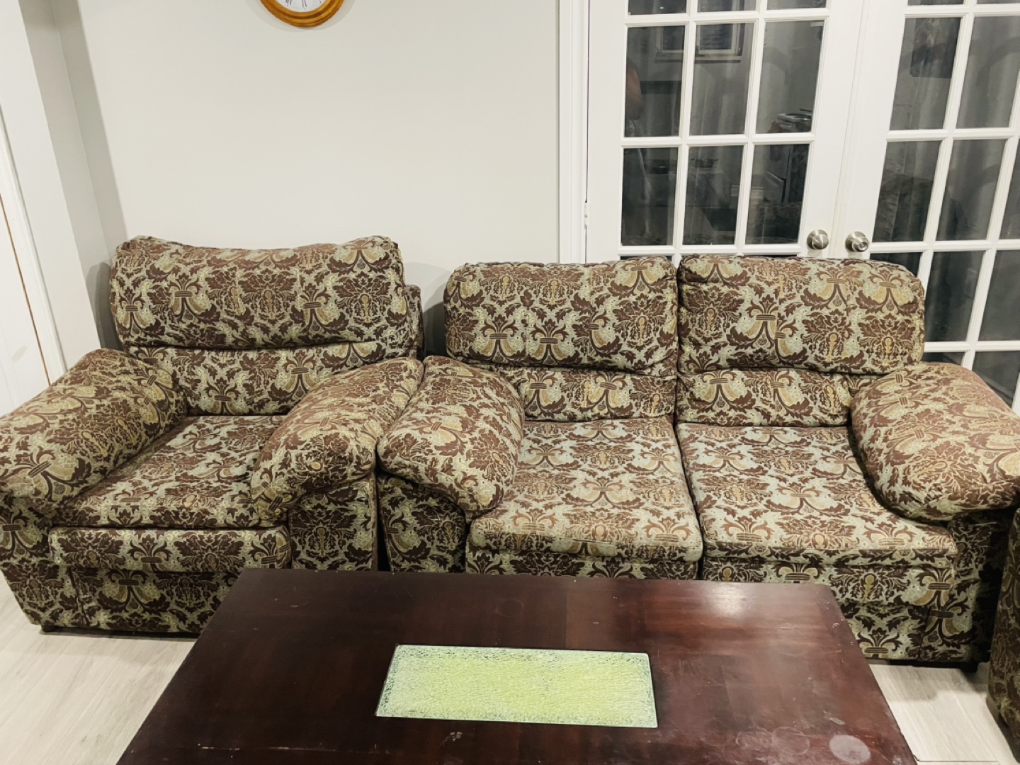 Brown Floral Sectional Sofa - photo 2