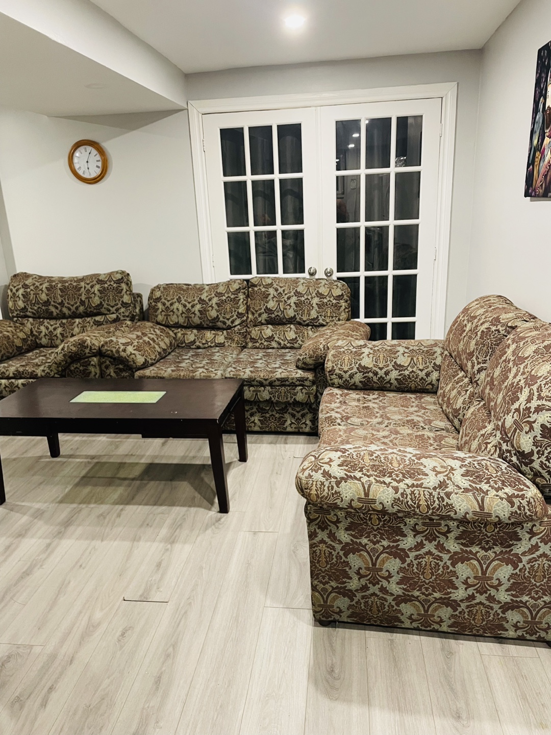 Brown Floral Sectional Sofa