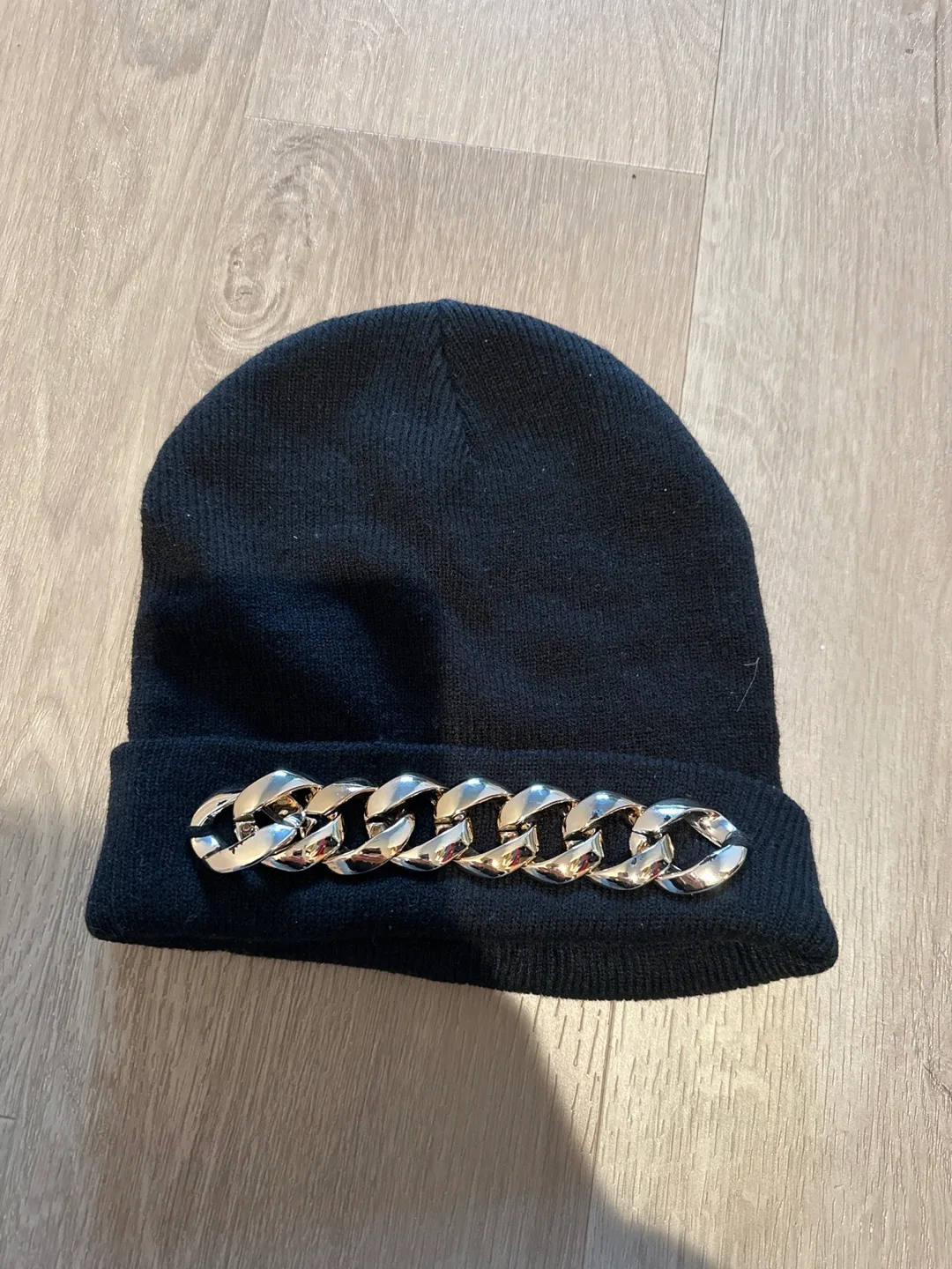 #freecycle Black Knit Beanie with Chain Detail thumbnail