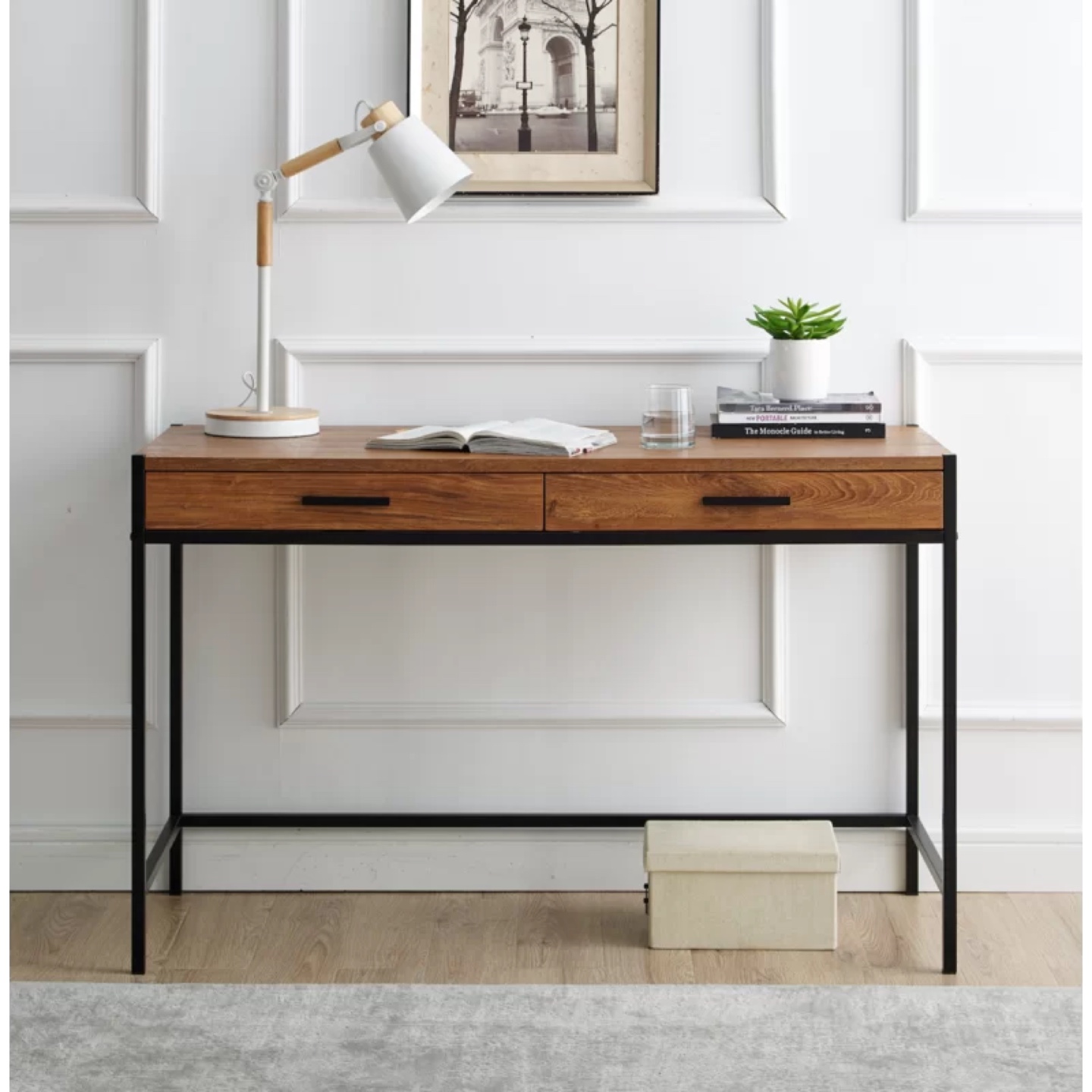 White and Black Desk with Two Drawers - photo 5