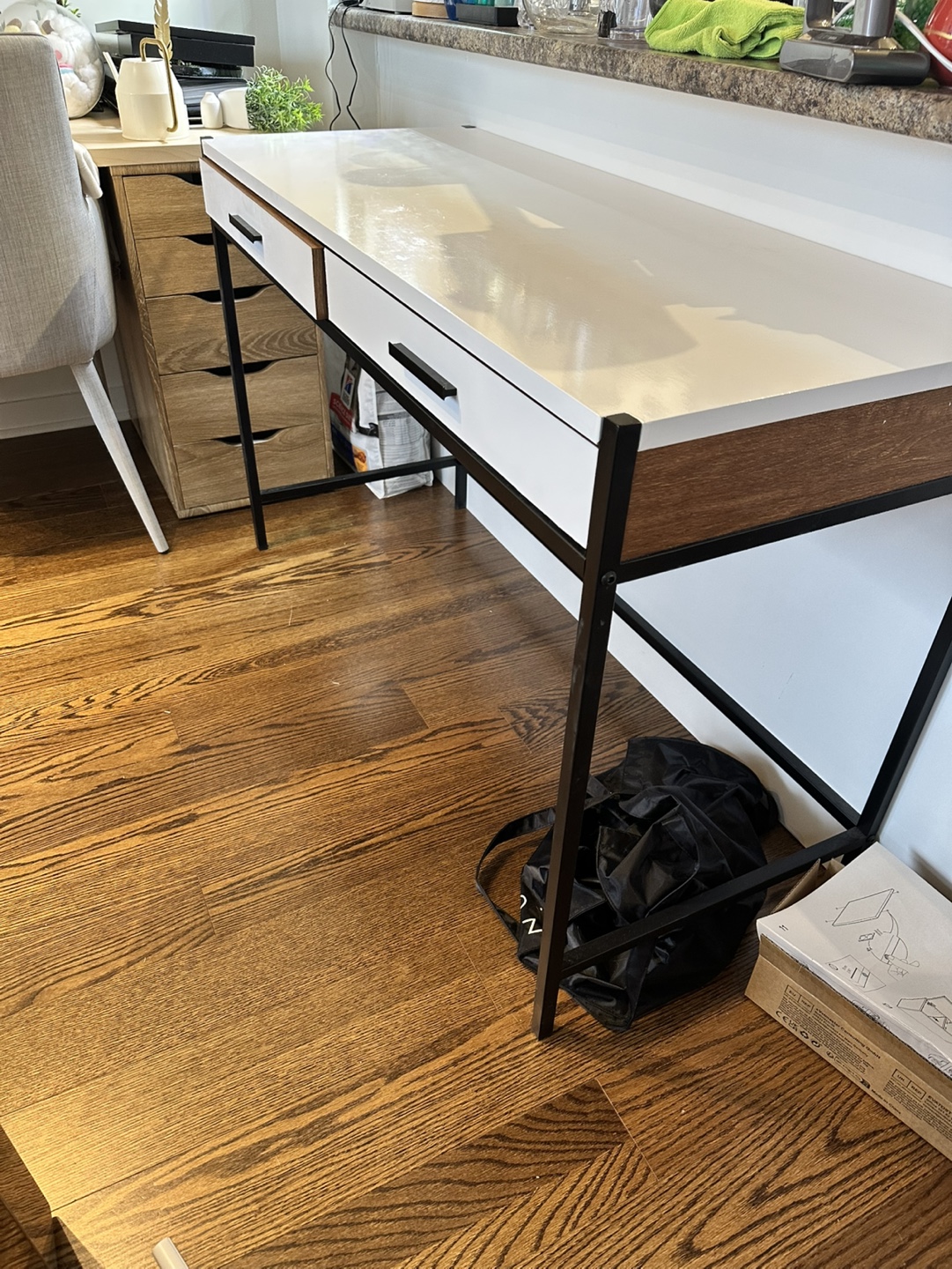 White and Black Desk with Two Drawers - photo 2
