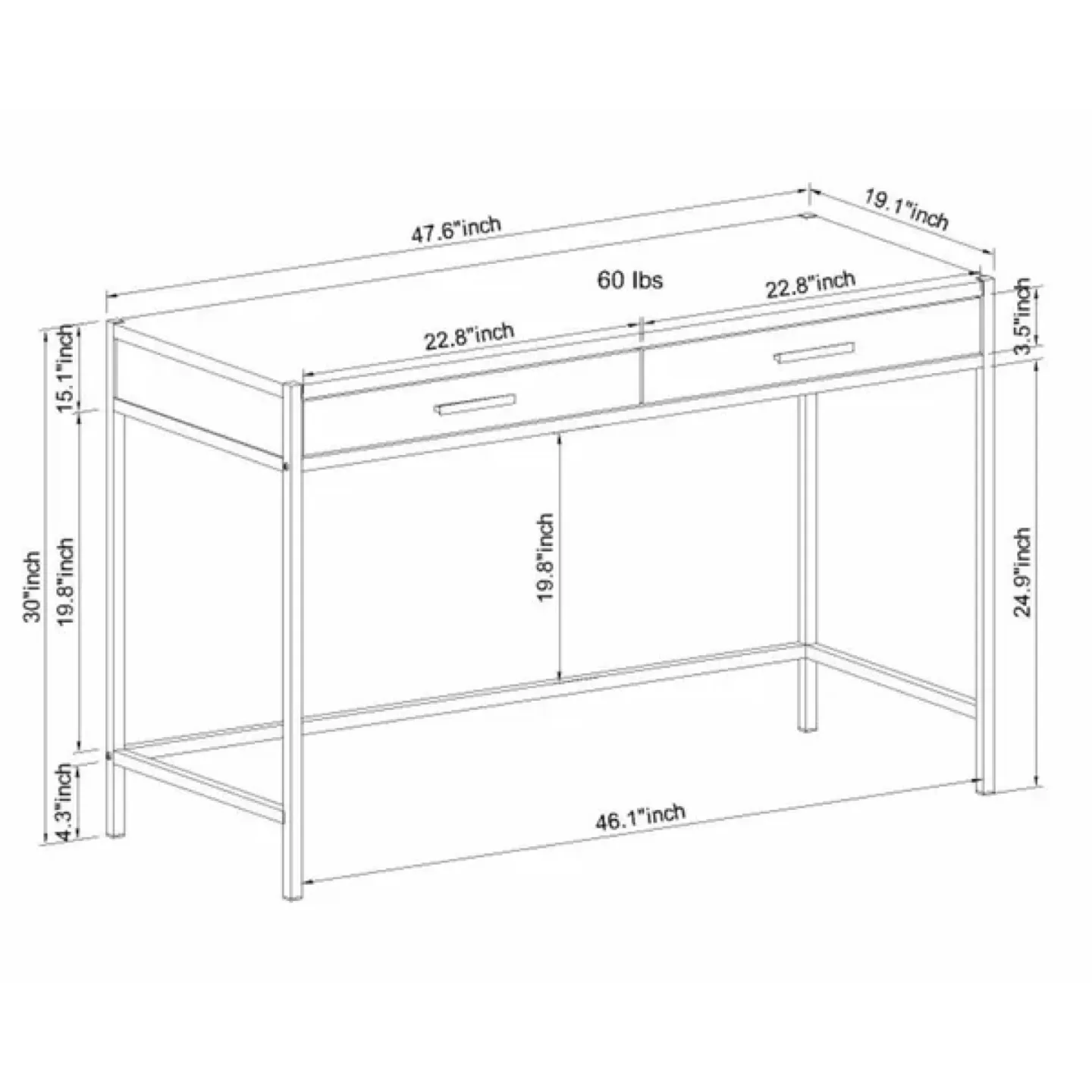 White and Black Desk with Two Drawers image indicator(7)