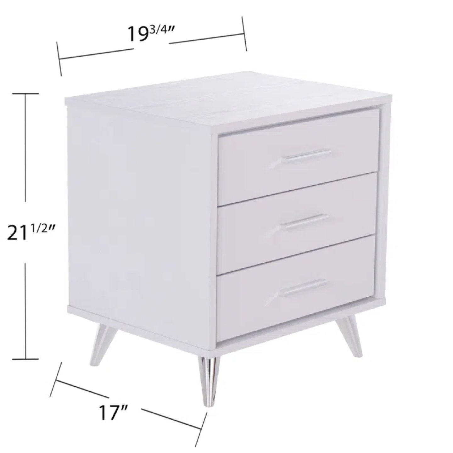 2 White Nightstand with Three Drawers - photo 3