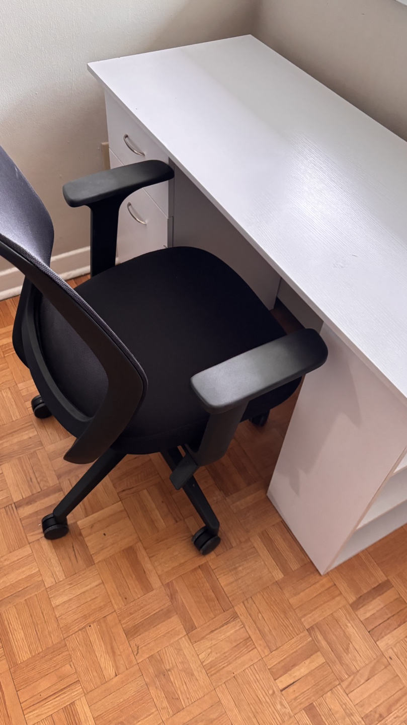 White Desk with 3 Drawers and Shelf - photo 2