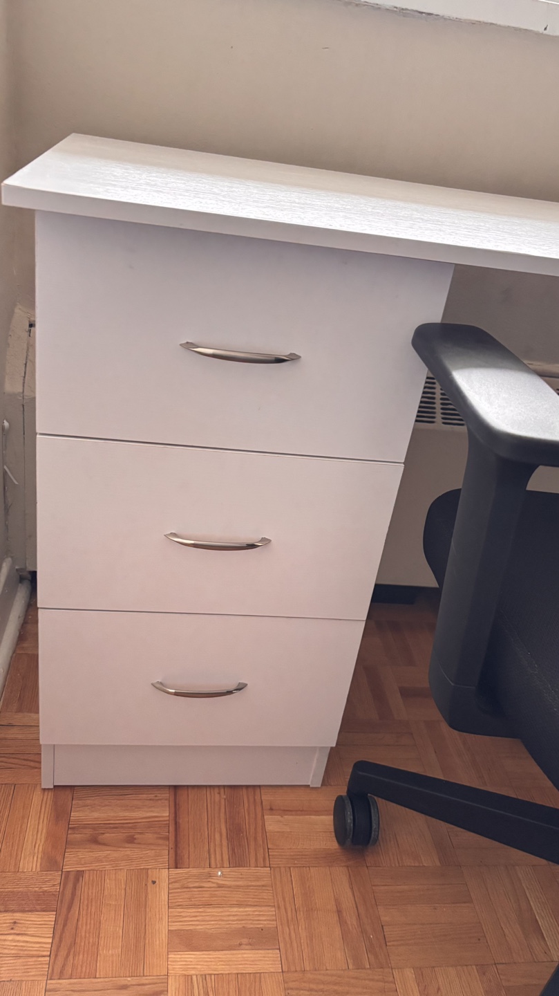White Desk with 3 Drawers and Shelf - photo 3