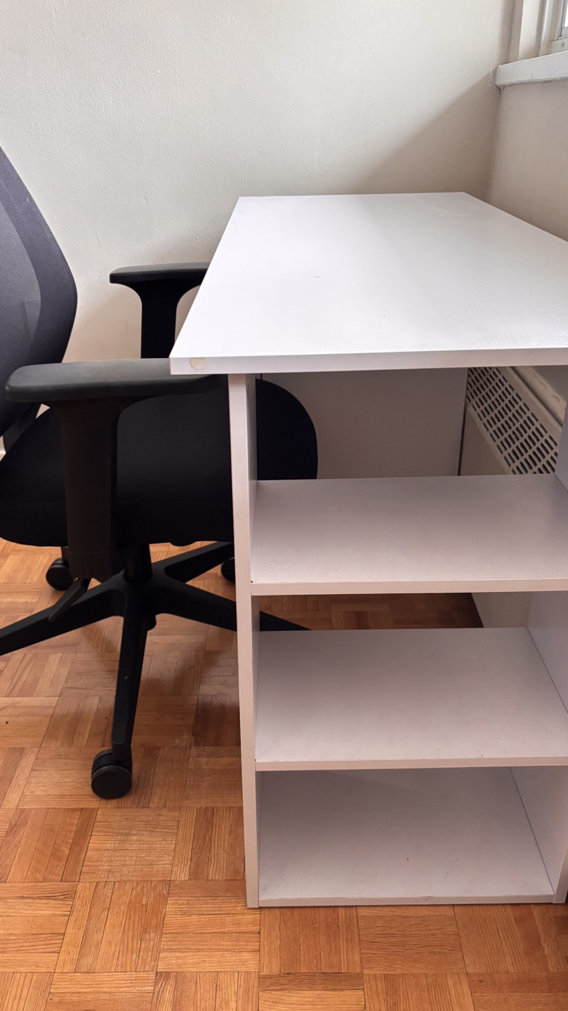 White Desk with 3 Drawers and Shelf
