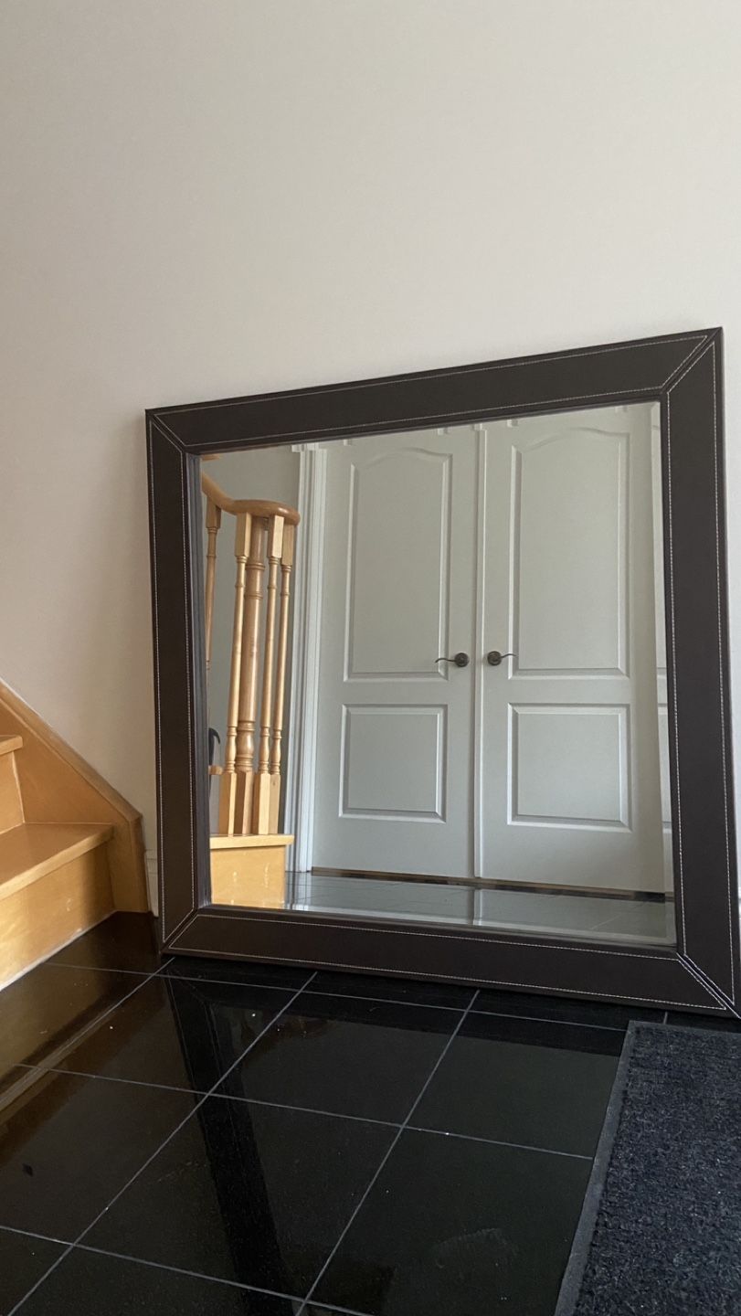 Large Leather Framed Mirror