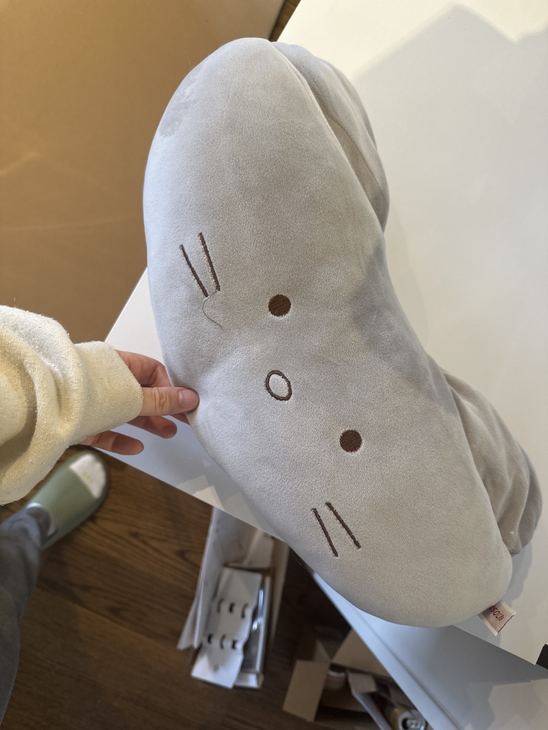 Grey Plush Cat Pillow