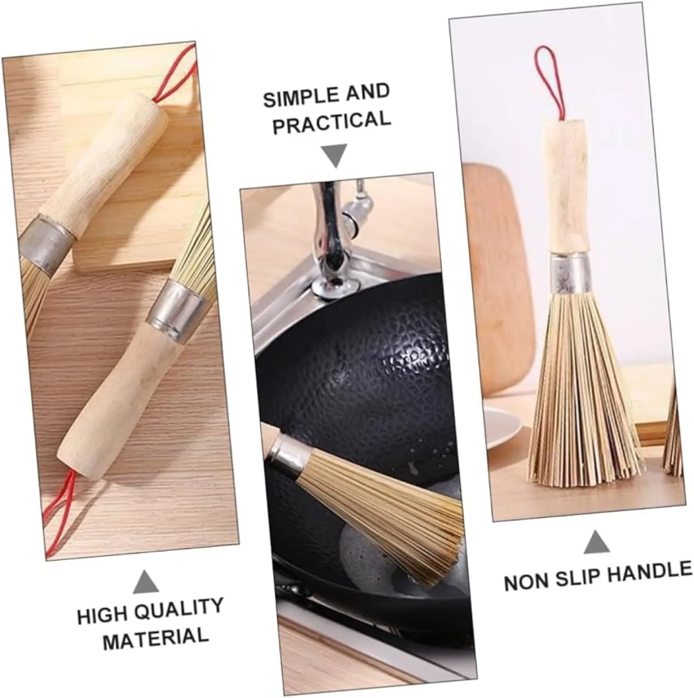 Bamboo Wash Pot Brush Long Handle Dish Washing image indicator(3)