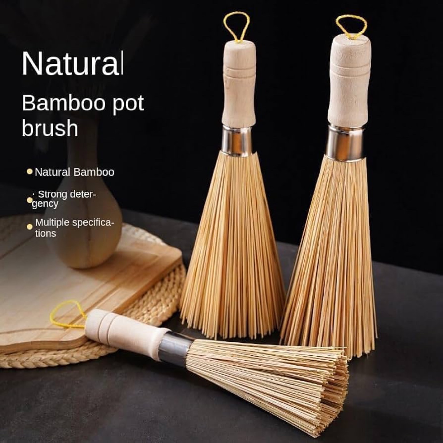 Bamboo Wash Pot Brush Long Handle Dish Washing - photo 2
