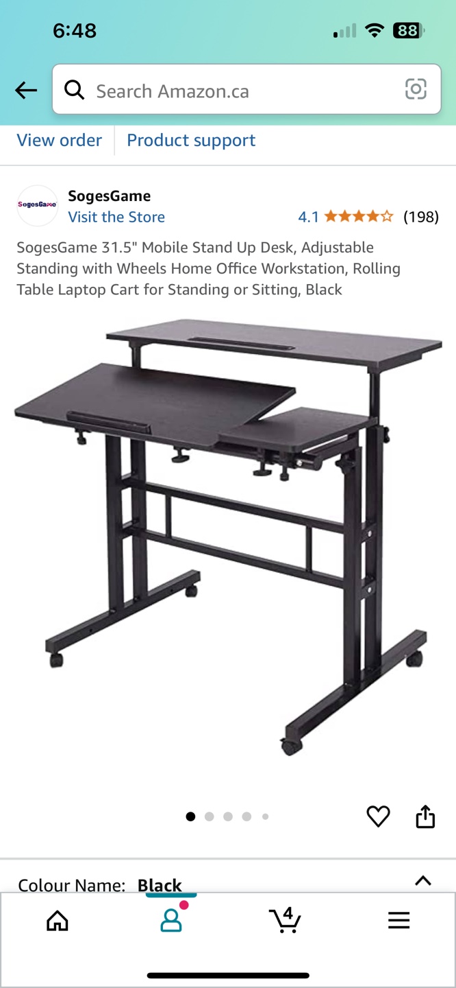 SogesGame 31.5" Stand Up Desk, Adjustable, Black