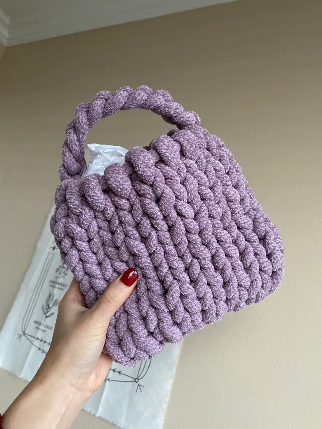Handmade Purple Crochet Purse image indicator(3)