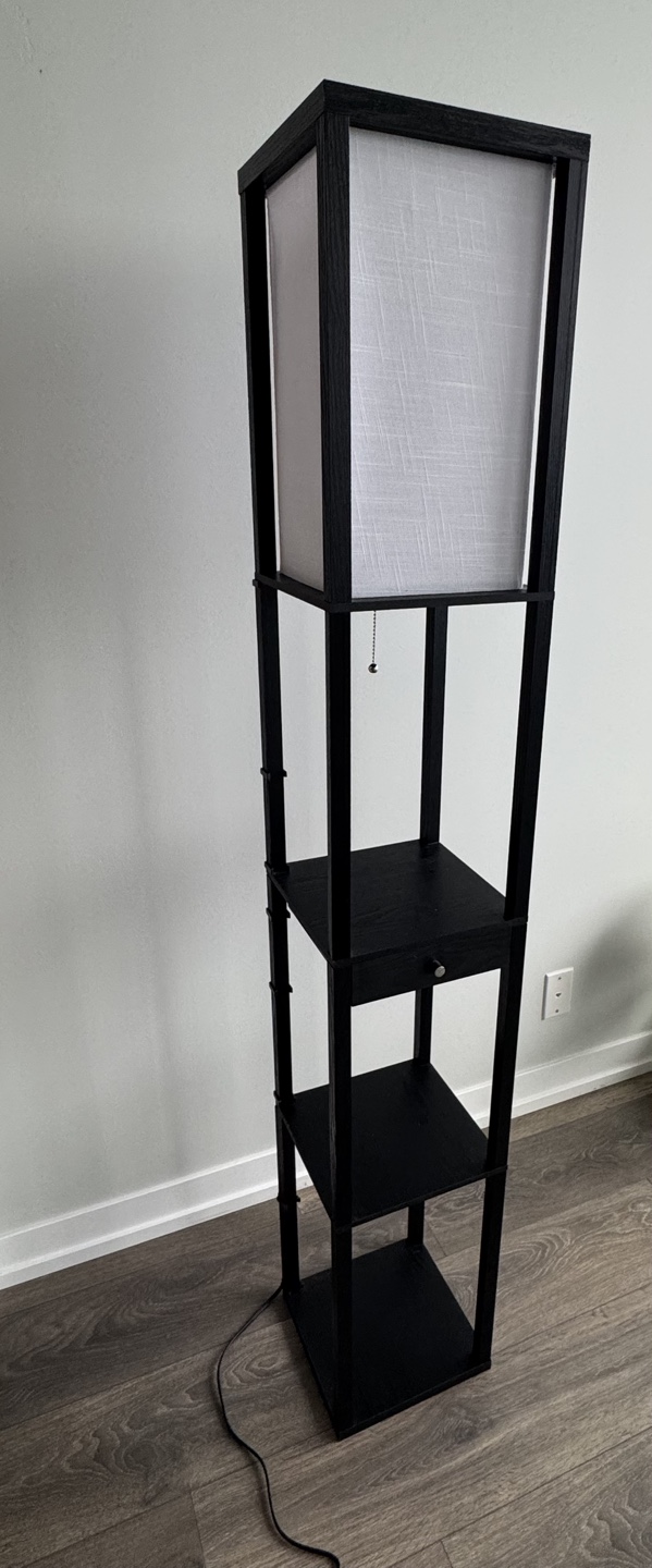 Black Floor Lamp with Shelves