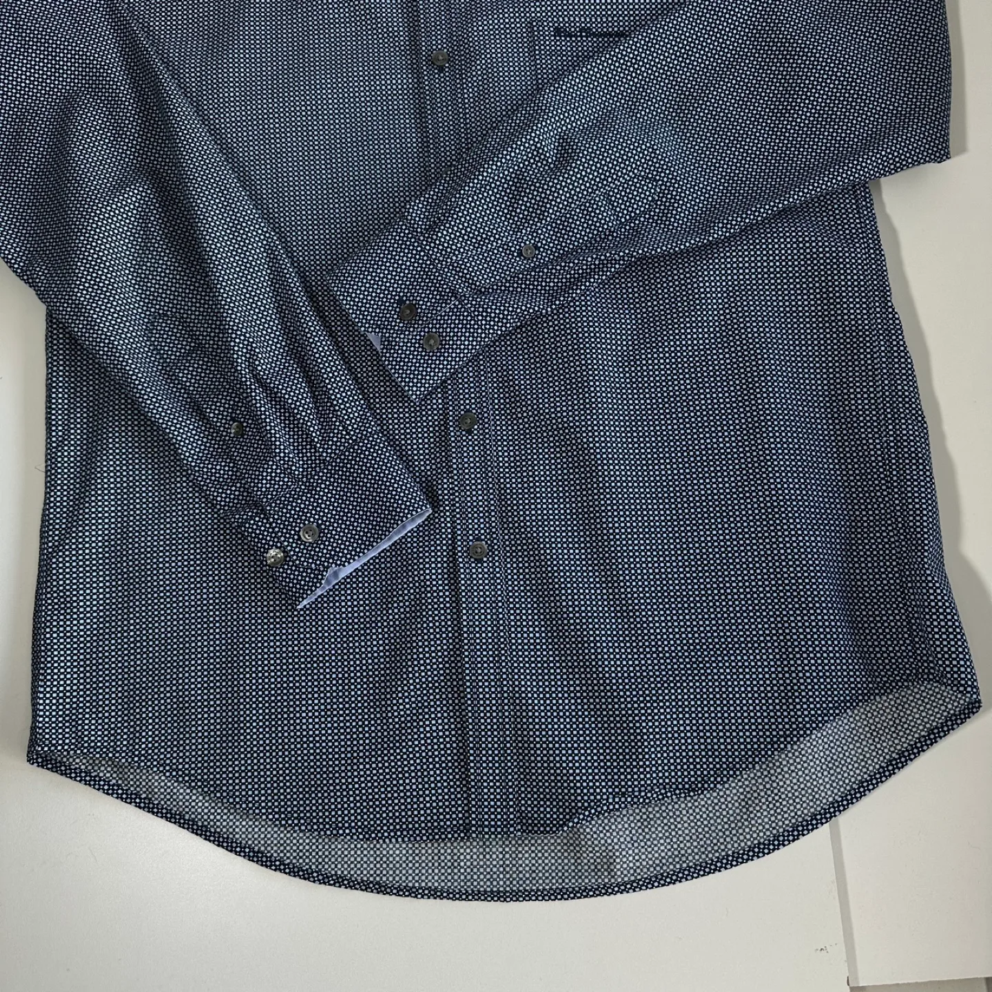 Ben Sherman Men Blue White Mini Square Long Sleeve Shirt XL image indicator(5)