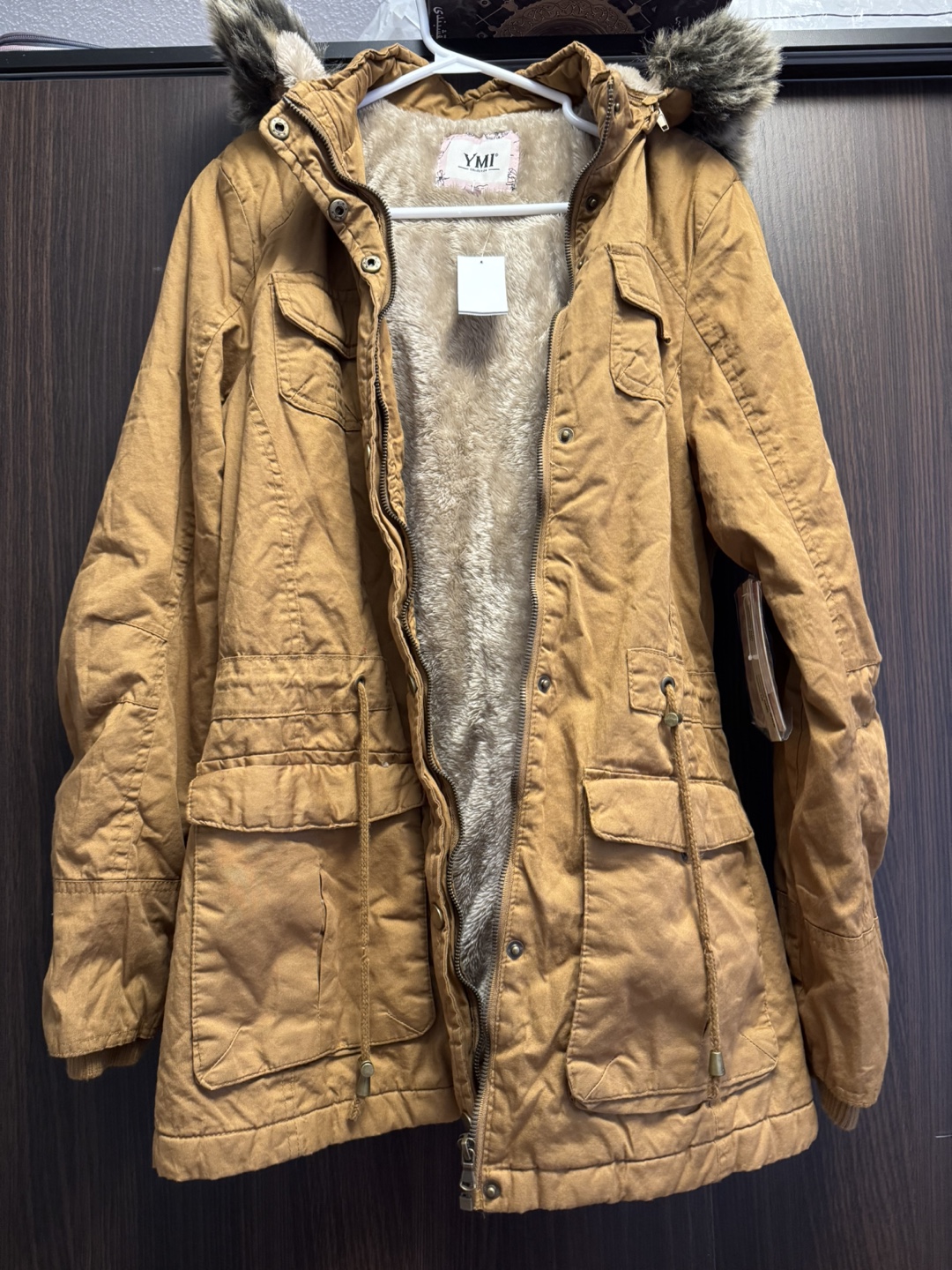 YMI Women's Brown Winter Parka with Fur Hood