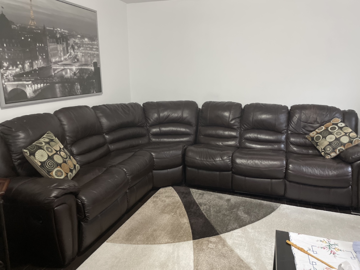 Brown Leather Sectional Recliner Sofa