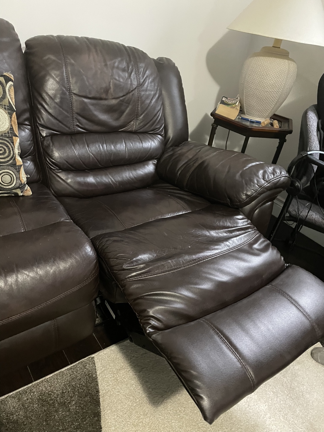 Brown Leather Sectional Recliner Sofa - photo 2