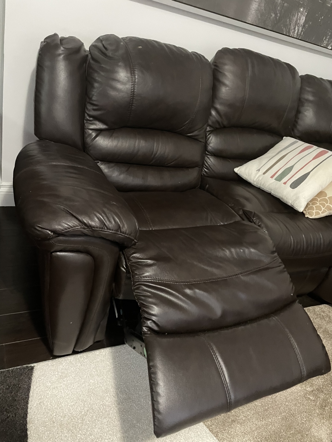 Brown Leather Sectional Recliner Sofa - photo 3