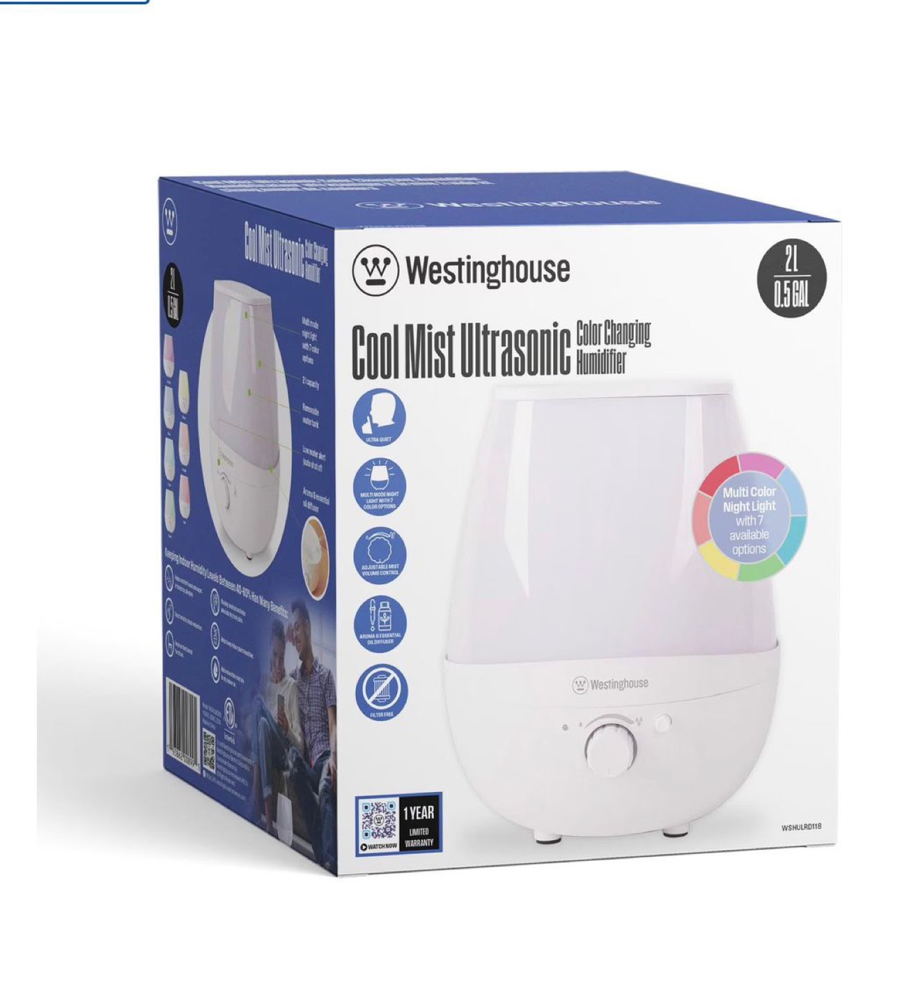 Westinghouse Cool Mist Ultrasonic Color Changing Humidifier - photo 2