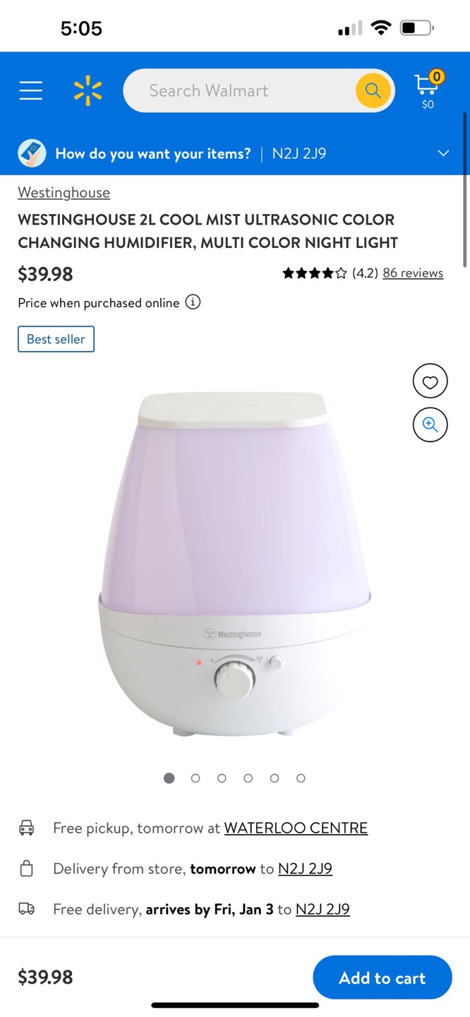Westinghouse Cool Mist Ultrasonic Color Changing Humidifier - photo 4