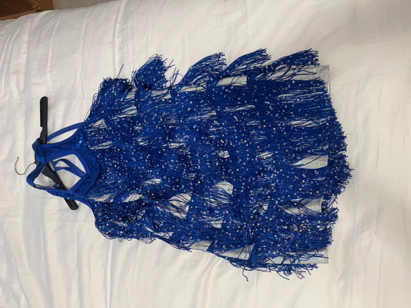 Blue Sequined Fringe salsa Dress image indicator(3)