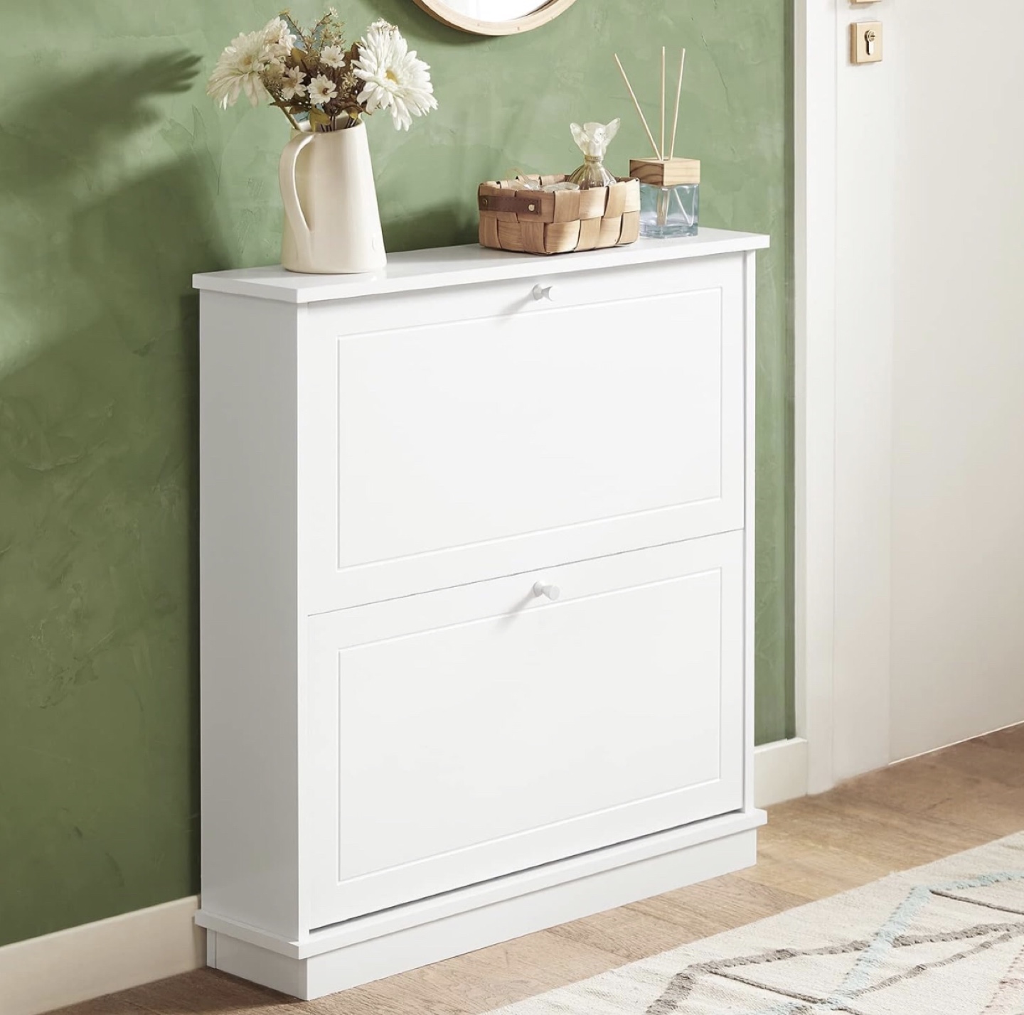 White Shoe Cabinet with 2 Drawers - photo 4