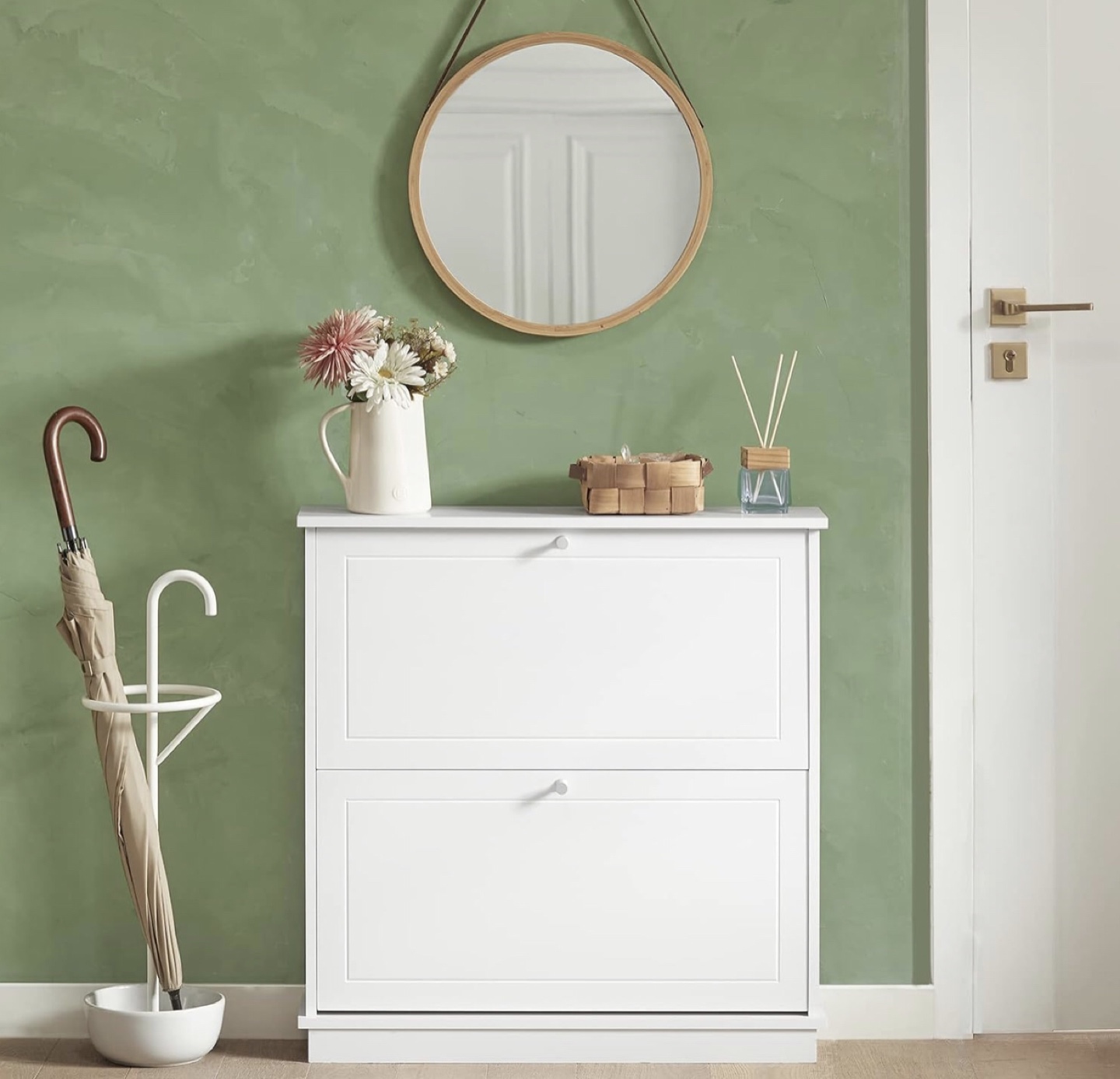 White Shoe Cabinet with 2 Drawers - photo 5