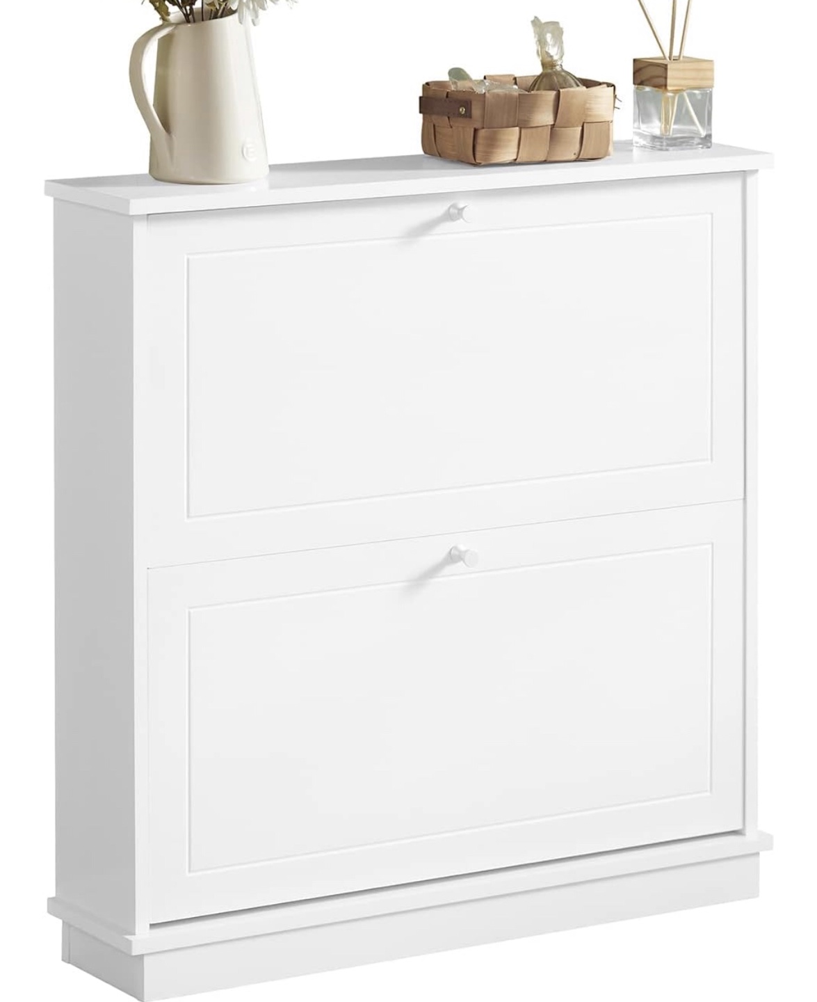 White Shoe Cabinet with 2 Drawers - photo 2
